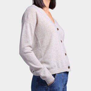 MINNIEROSE Cashmere V-Neck Cardigan in Oatmeal